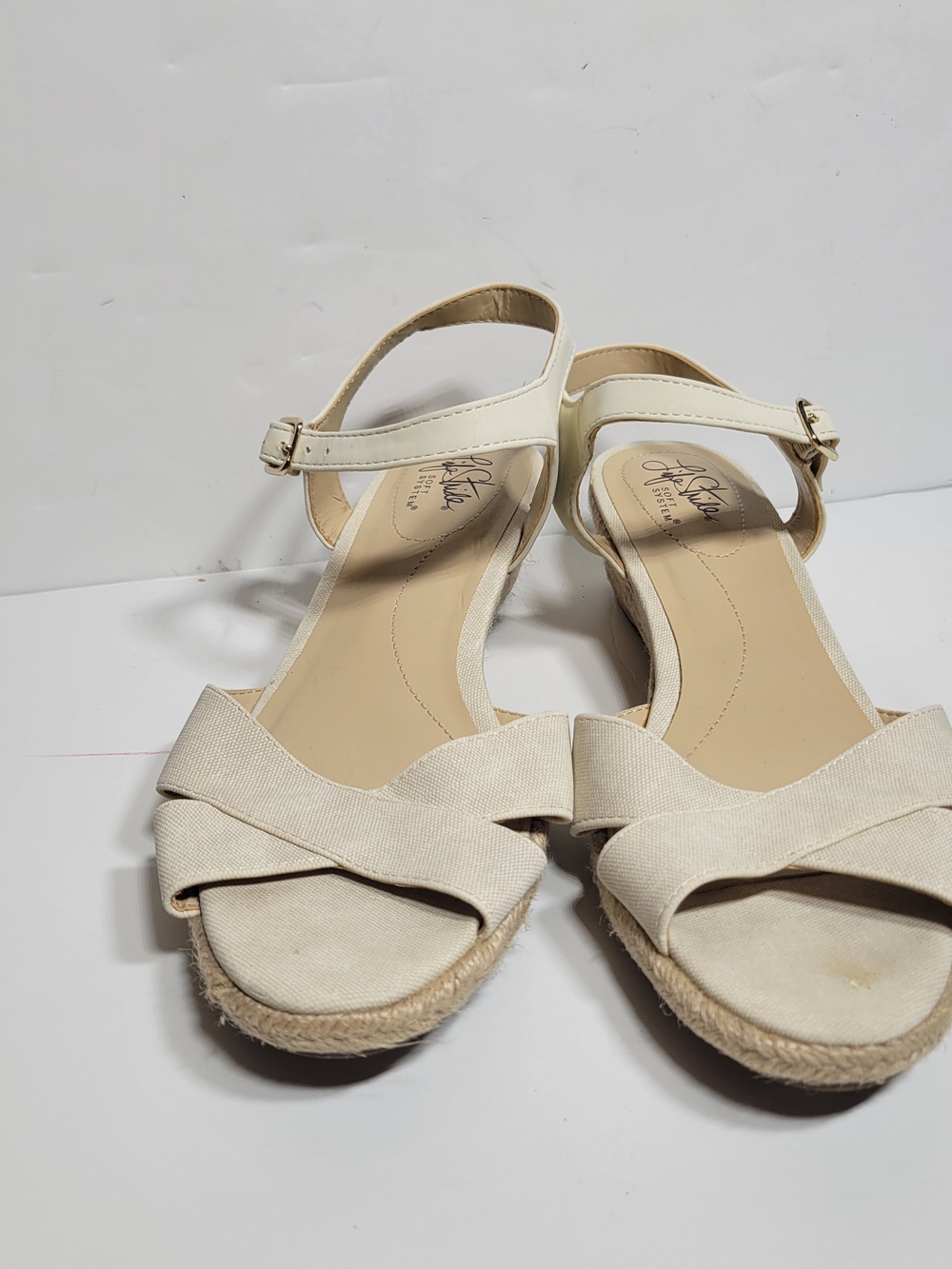 Women’s Cream Ankle-Strap Espadrille Sandals 9 Life Stride